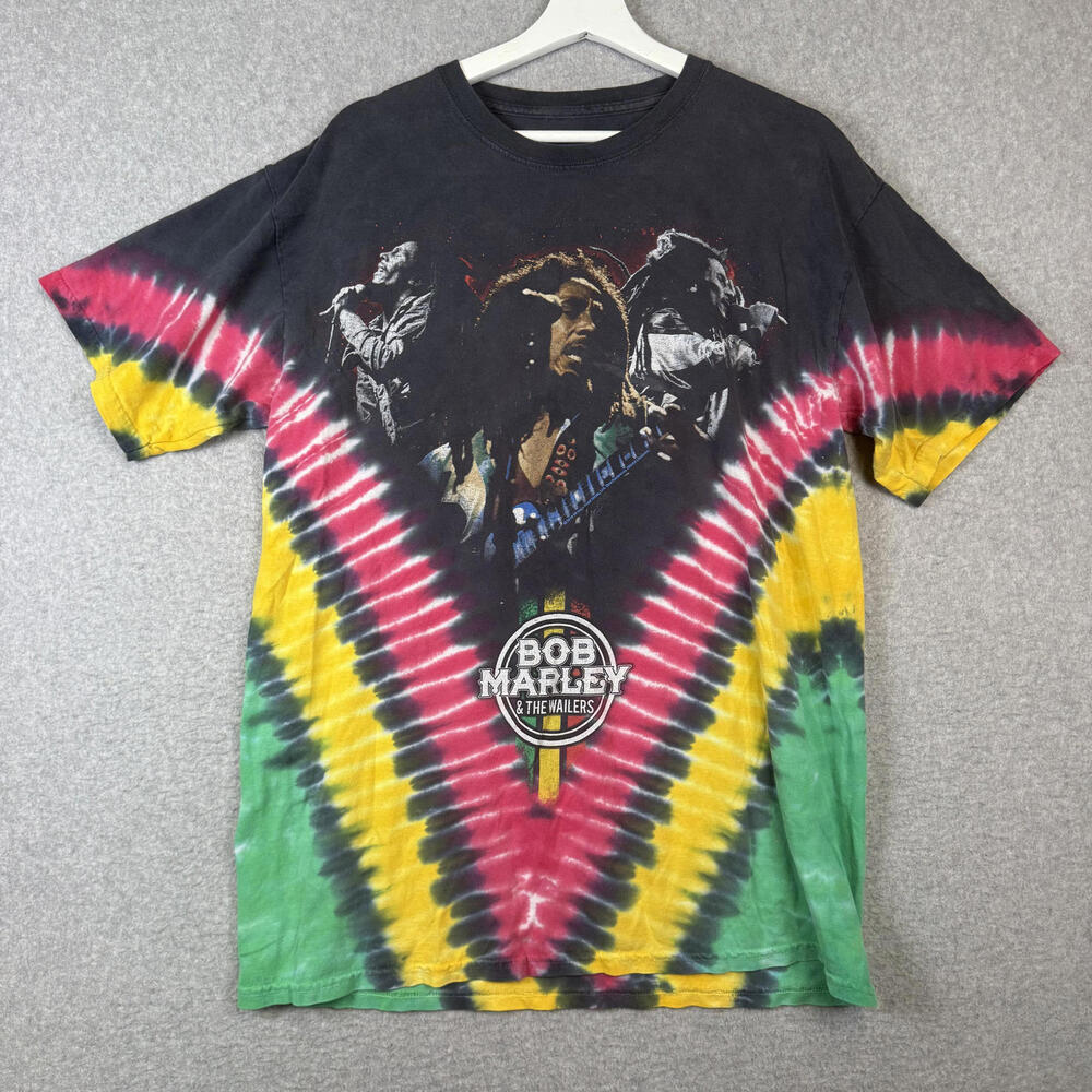 Vintage Zion 90s Bob Marley and the Wailers Men's Size XL Black Tie Dye T-Shirt